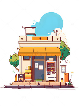 街边便利店卡通图标