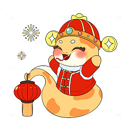 蛇年可爱小蛇设计图手提红灯笼