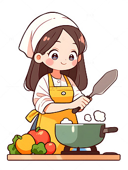卡通厨娘插画图标