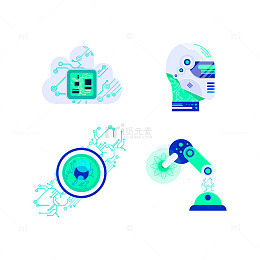 人工智能科技图标集合