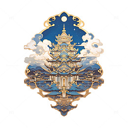 古建筑珐琅画冰箱贴