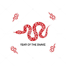红蛇蛇年迎春图