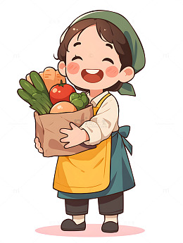 超市营业员卡通