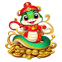 金蛇财运贺岁插画