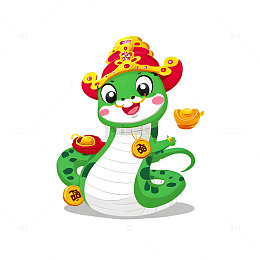 卡通小蛇迎新春插画蛇年祝福