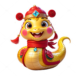 喜庆小蛇手持红灯笼插画蛇年吉祥