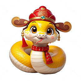卡通小蛇贺新年 插画庆典