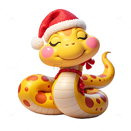 圣诞帽小蛇插画蛇年节日欢庆