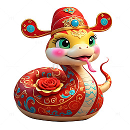 粉红花纹小蛇插画蛇年喜庆祝福