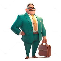 卡通简约提着皮箱的老板