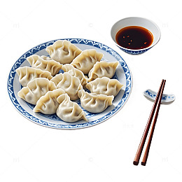 一盘饺子美食素材