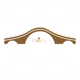 卡通西湖断桥拱桥桥梁景点地标建筑物