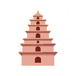 卡通大雁塔宝塔高塔塔楼地标建筑物