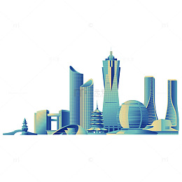 卡通城市地标建筑物高楼大厦写字楼