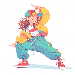 卡通跳街舞的女孩