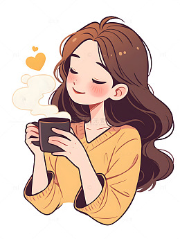喝咖啡的女孩头像