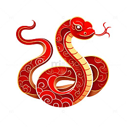蛇盘绕红色剪纸图 蛇年喜庆图案