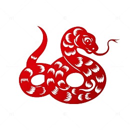 蛇年红色剪纸盘蛇图喜庆节庆装饰