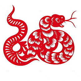红色剪纸蛇盘绕图新年喜庆装饰