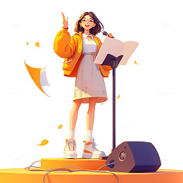 站在讲台上演讲的女孩