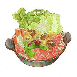 火锅手绘蔬菜锅肥牛