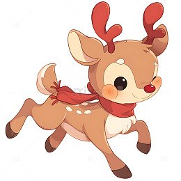 圣诞驯鹿跳跃插画节日欢乐氛围