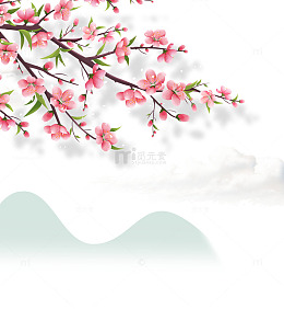 弥散风国风春天花卉桃花装饰