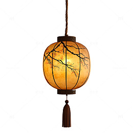 温暖黄光的中式灯笼节日温馨氛围