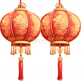 复古红灯笼组合传统节日装饰