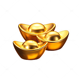 一堆金元宝丰收与财富的象征
