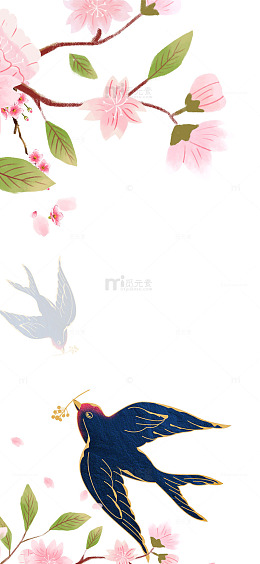 唯美手绘燕子桃花樱花