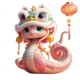 生肖蛇狮子头粉色身子