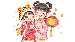 小朋友拜年送祝福新年快乐