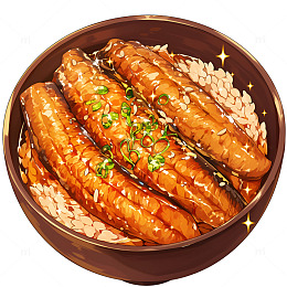 卡通简约一碗鳗鱼饭