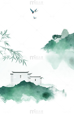江南水墨春天好时节插画元素