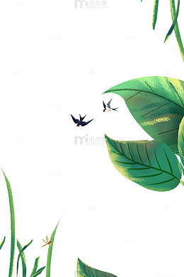绿植植物树叶燕子春天元素