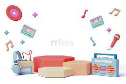 卡通音乐元素直播背景