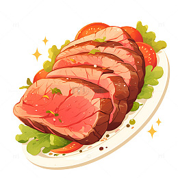 卡通一盘牛肉