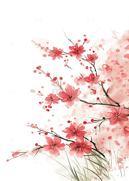 立春春分桃花花朵花枝树枝草丛青草