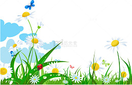 小清新绿色小雏菊花草草丛