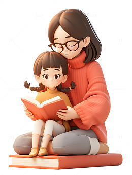 母女一起读书看书