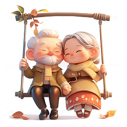 卡通简约荡秋千的夫妻