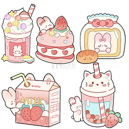 手绘可爱免抠小甜品元素