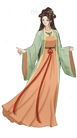绿色古风女子立绘