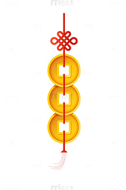 春节新年中国结福结金币铜钱金钱