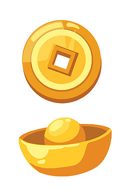 春节新年铜钱金币金钱金元宝财富