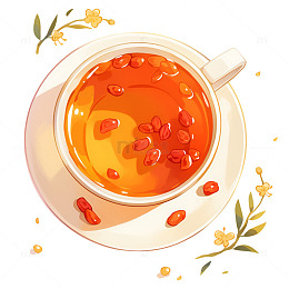 卡通一杯枸杞茶