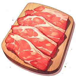 放在案板上的五花肉