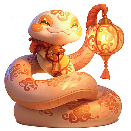 卡通简约提着灯笼的花蛇