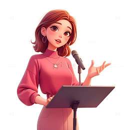 卡通简约演讲的女士